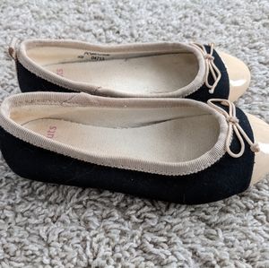 J.Crew crewcuts Cap Toe Ballet Flats with Bow Classic Beige Black 9
